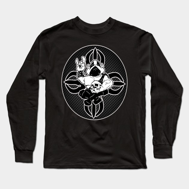 Black Metal Buddha Long Sleeve T-Shirt by Biomek